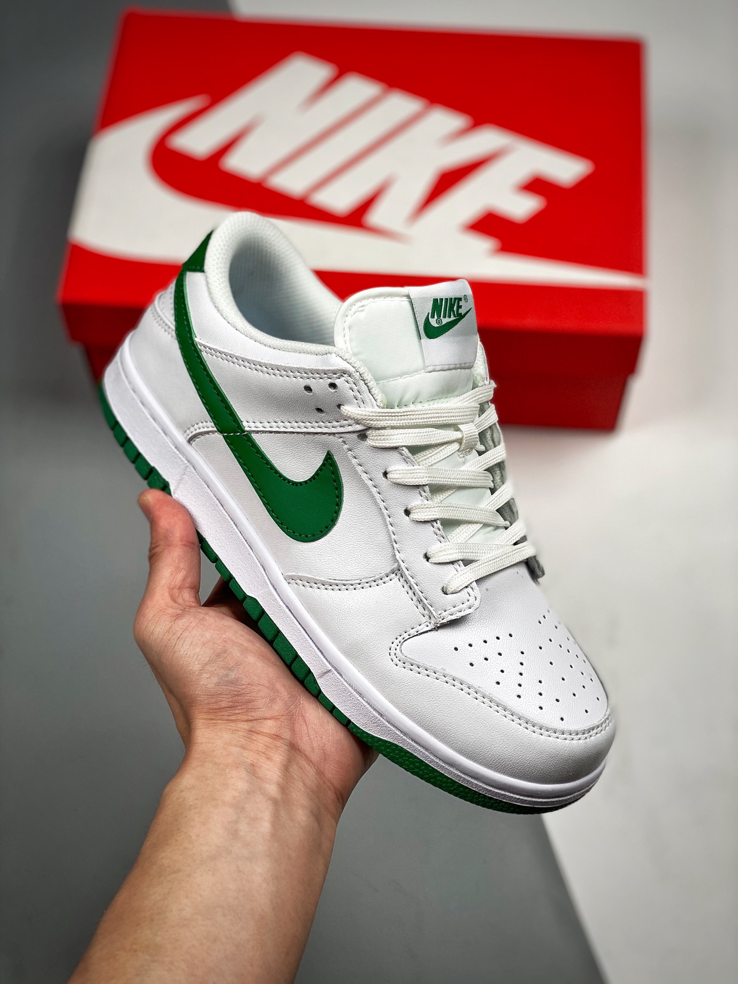 NK SB Dunk Low Blanco Verde Producción pura original de fábrica grande, fotos reales en primer lanzamiento. Material de…
