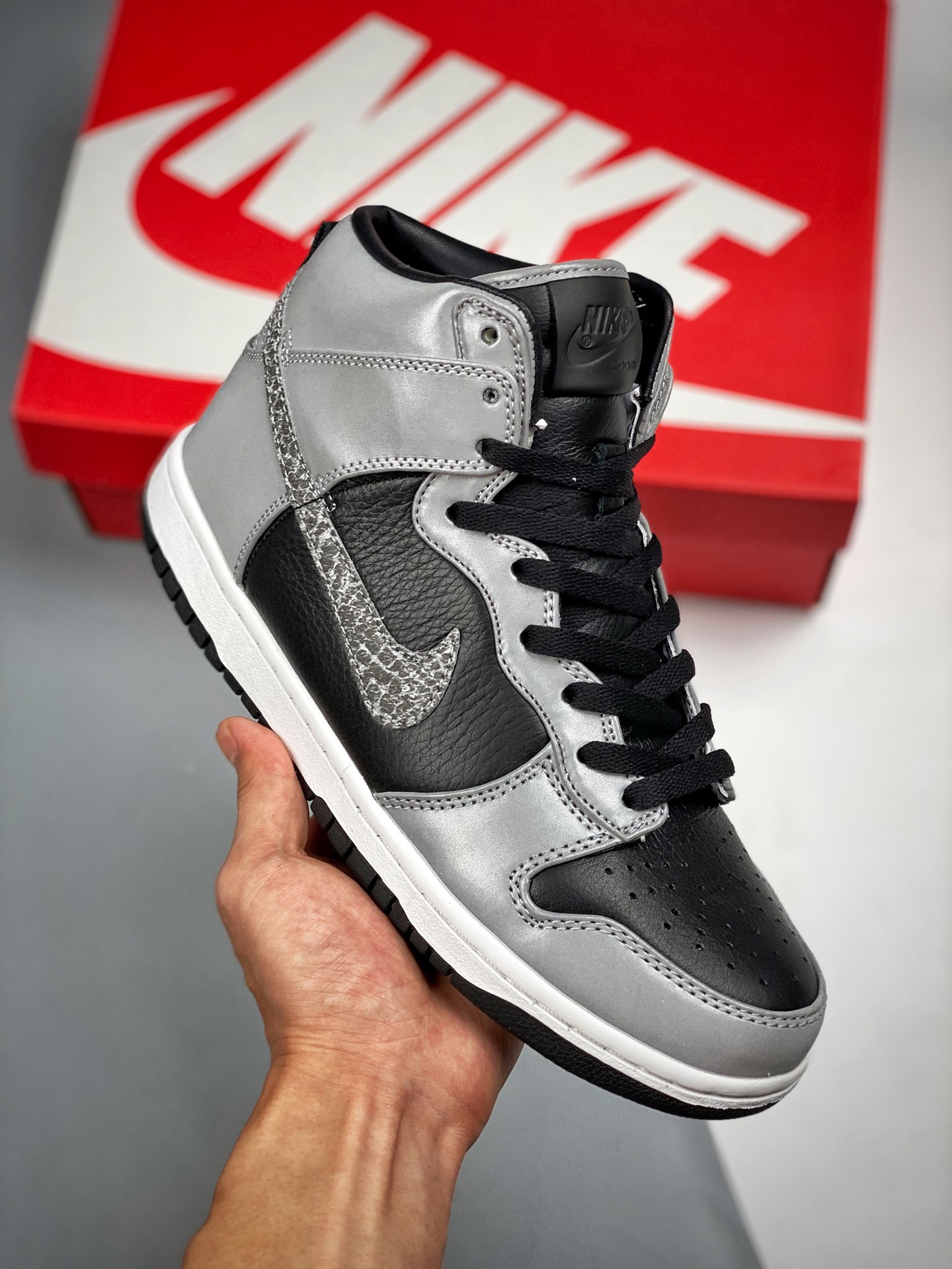Nike Dunk High 3M Snake Gris Negro Nuevo producto puro original, desarrollo con horma original y patrón de papel origin…