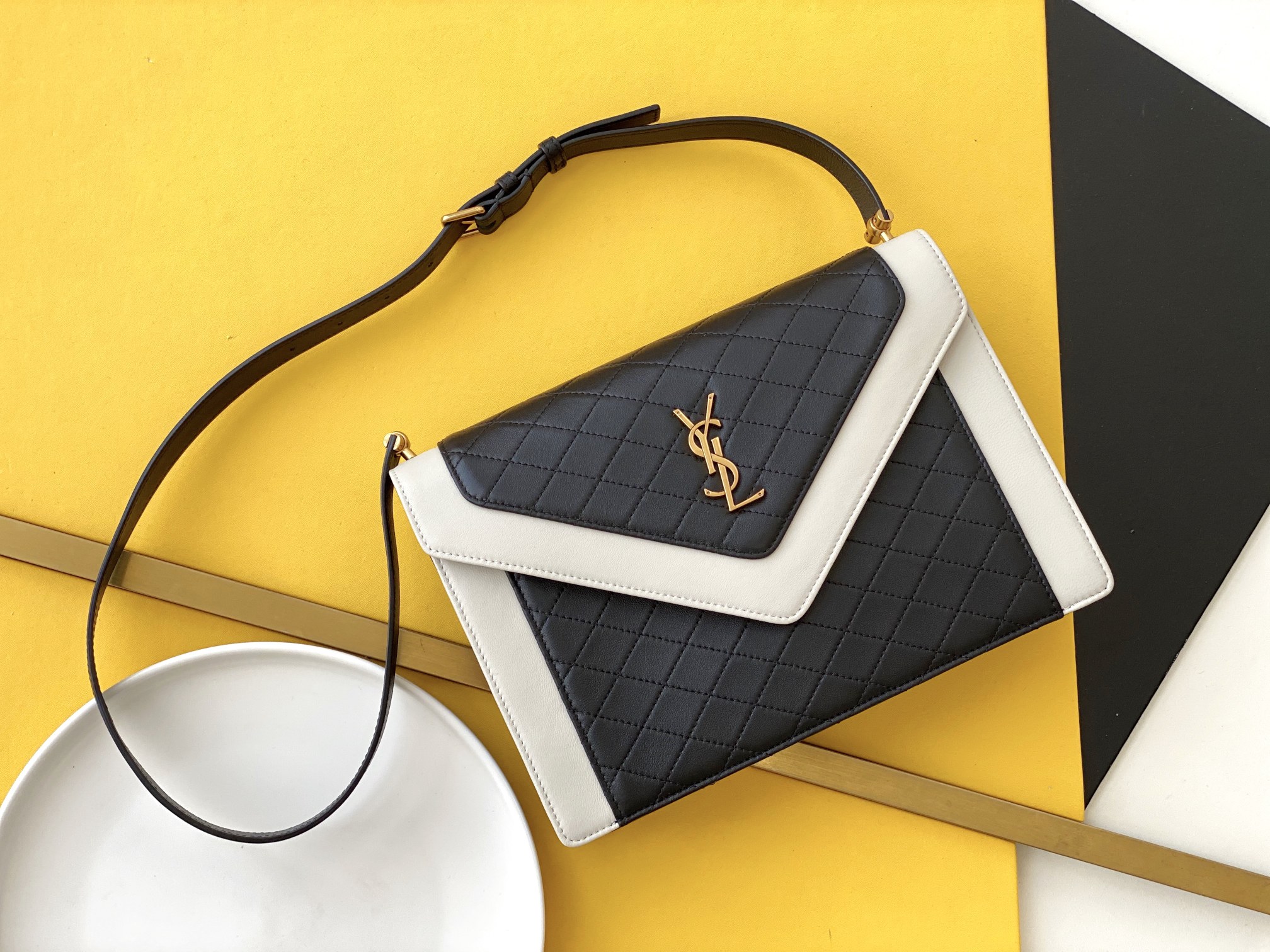 Lambskin Diamond-Quilted Magnetic Snap Flap Bag