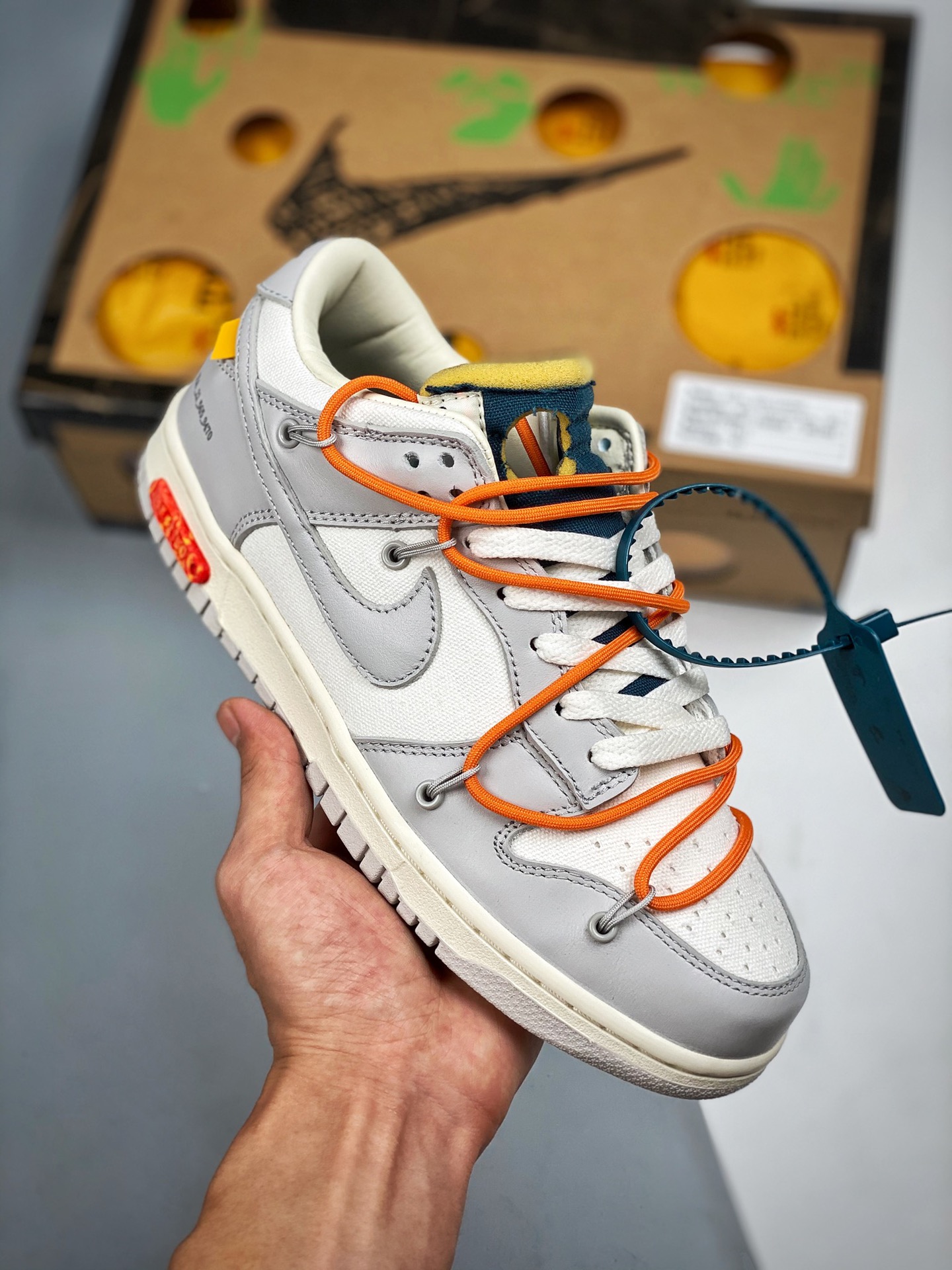 Off-White x Nike Dunk Low NO.44 Cordones naranjas hebilla azul, producción pura original de fábrica grande, nivel de za…