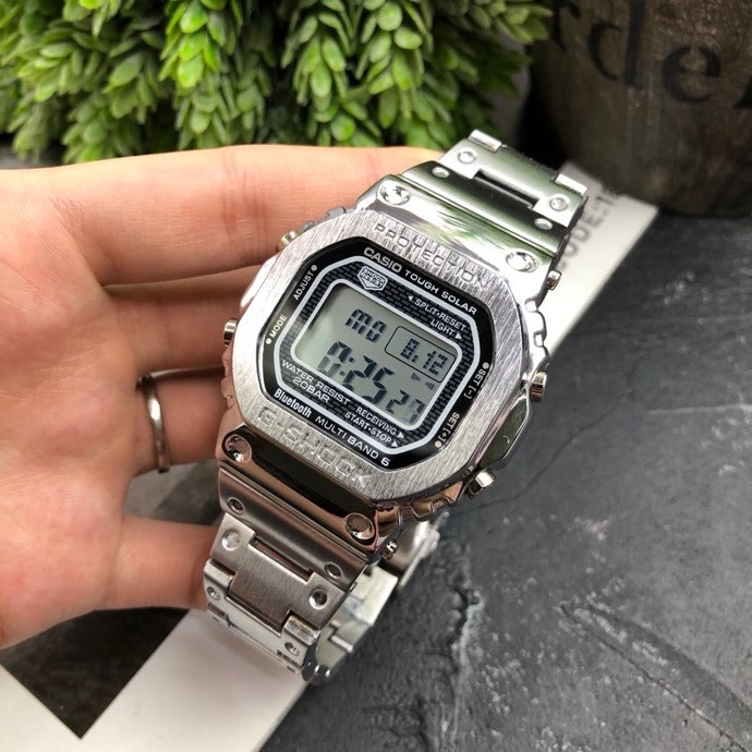 p130 卡西欧限量版全白到货G-SHOCKGMW-B5000方块钢带表