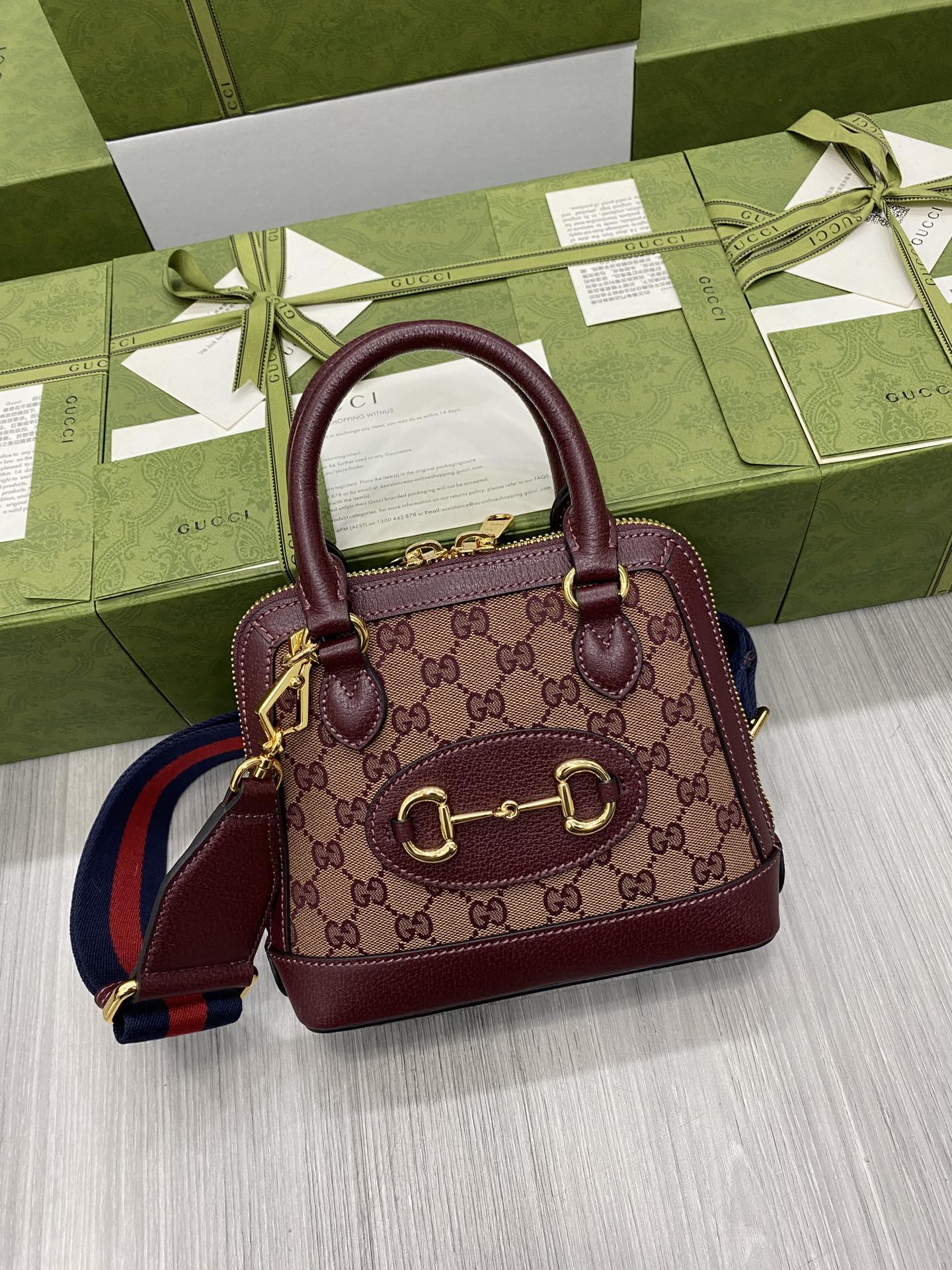 GUCCI Ophidia сумка-тоут бежевый бордовый с двойной G фурнитурой