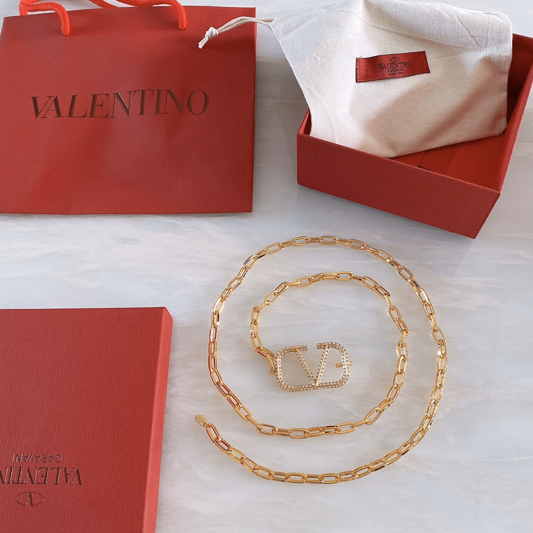 [Valentino Belts]ValentinoGaravani VLogoSignature Metal Chain Beltgold tone