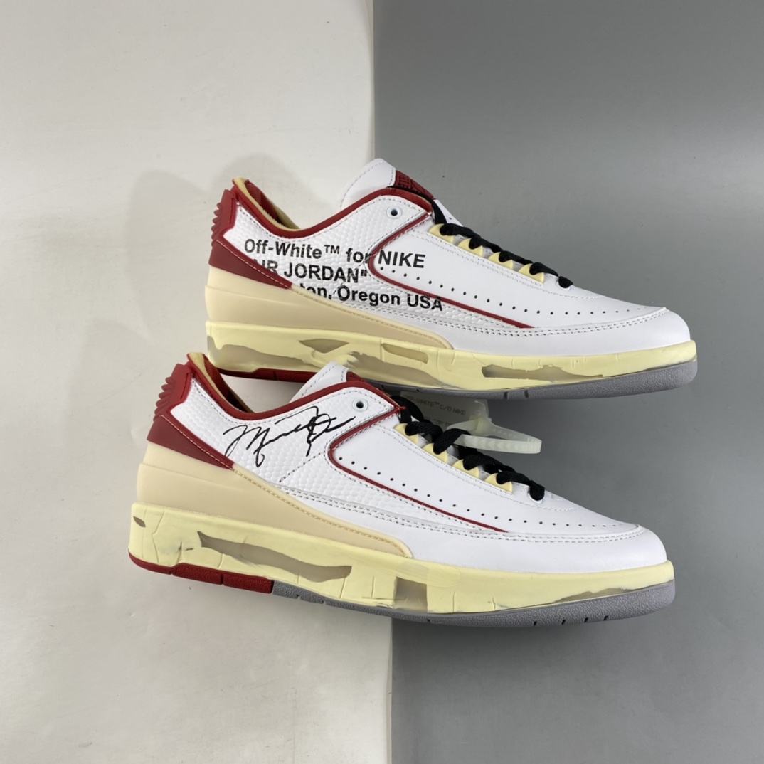 P440  Off-White x Air Jordan AJ2 Low SP 乔2芝加哥配色联名款篮球鞋 DJ4375-106