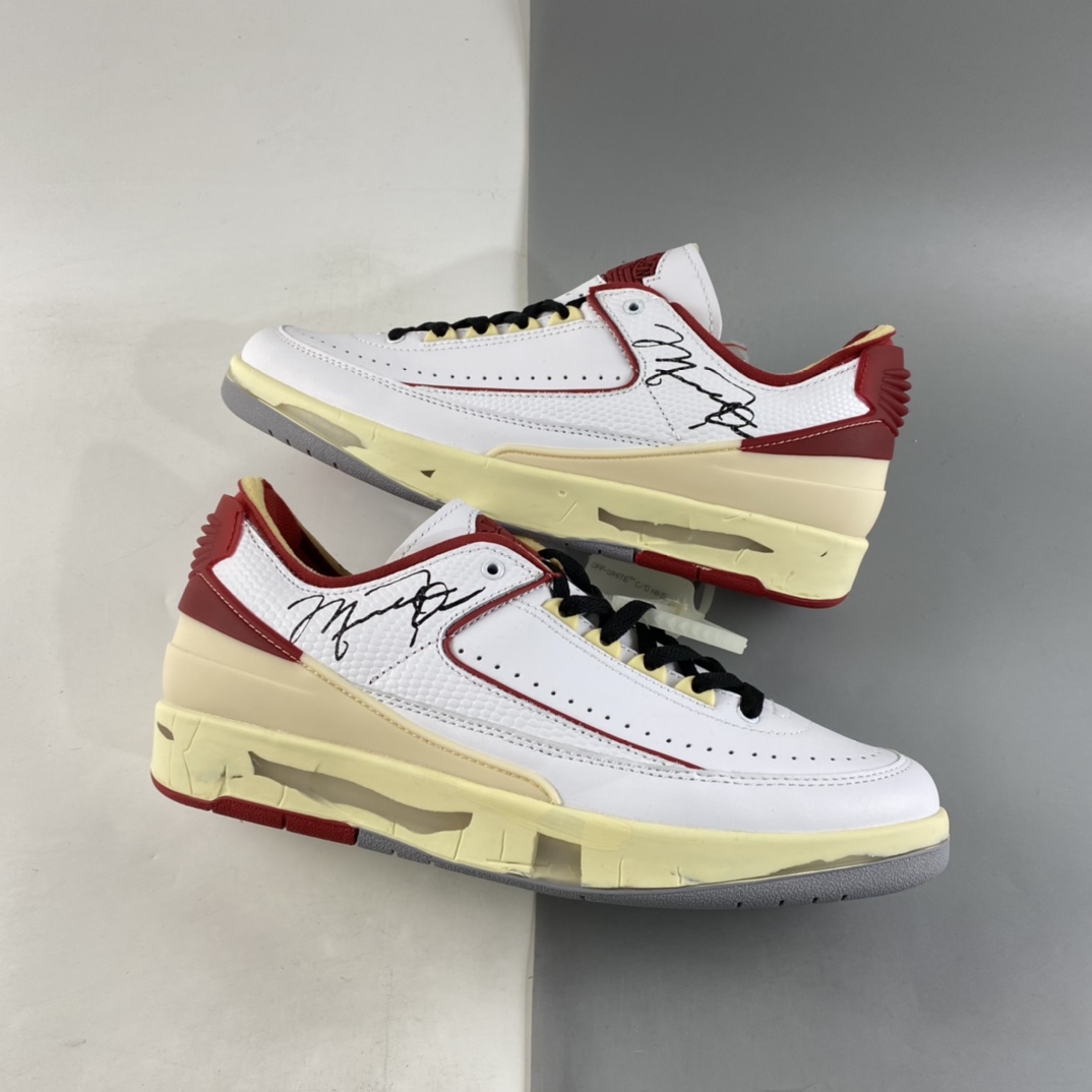 P440  Off-White x Air Jordan AJ2 Low SP 乔2芝加哥配色联名款篮球鞋 DJ4375-106