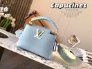Louis Vuitton LV Capucines AAA Bags Handbags Blue Light Weave Mini M57945