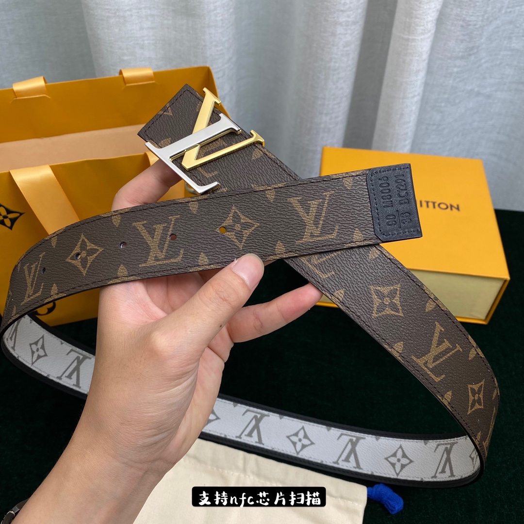 Louis Vuitton Belts Black White Splicing Men Canvas