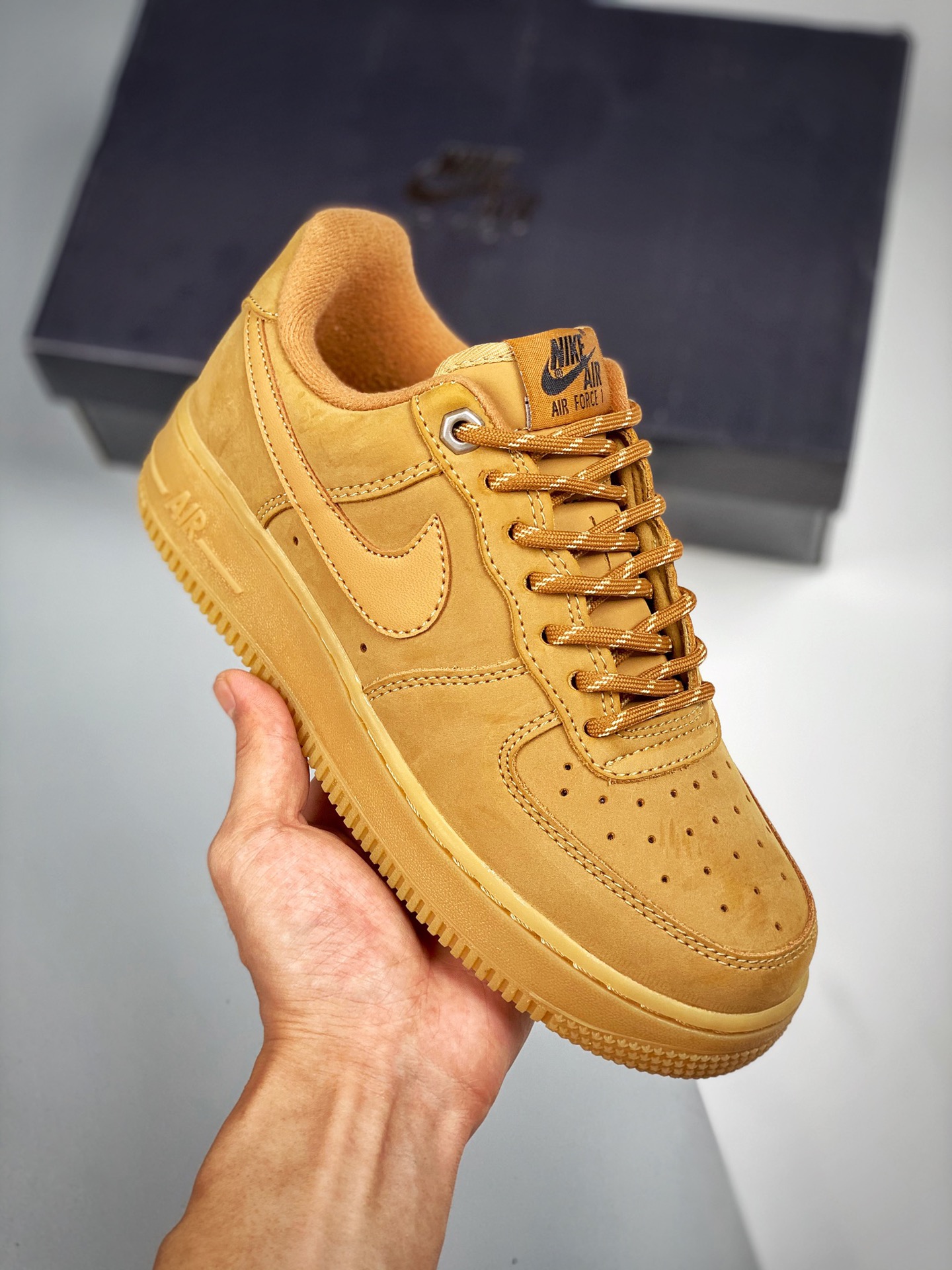 Air Force 1 Mid "Flax AF-1 Air Force One Trigo Bajo, Horma y Plantilla Originales, Auténtica Forma de Air Force, Enfoca…