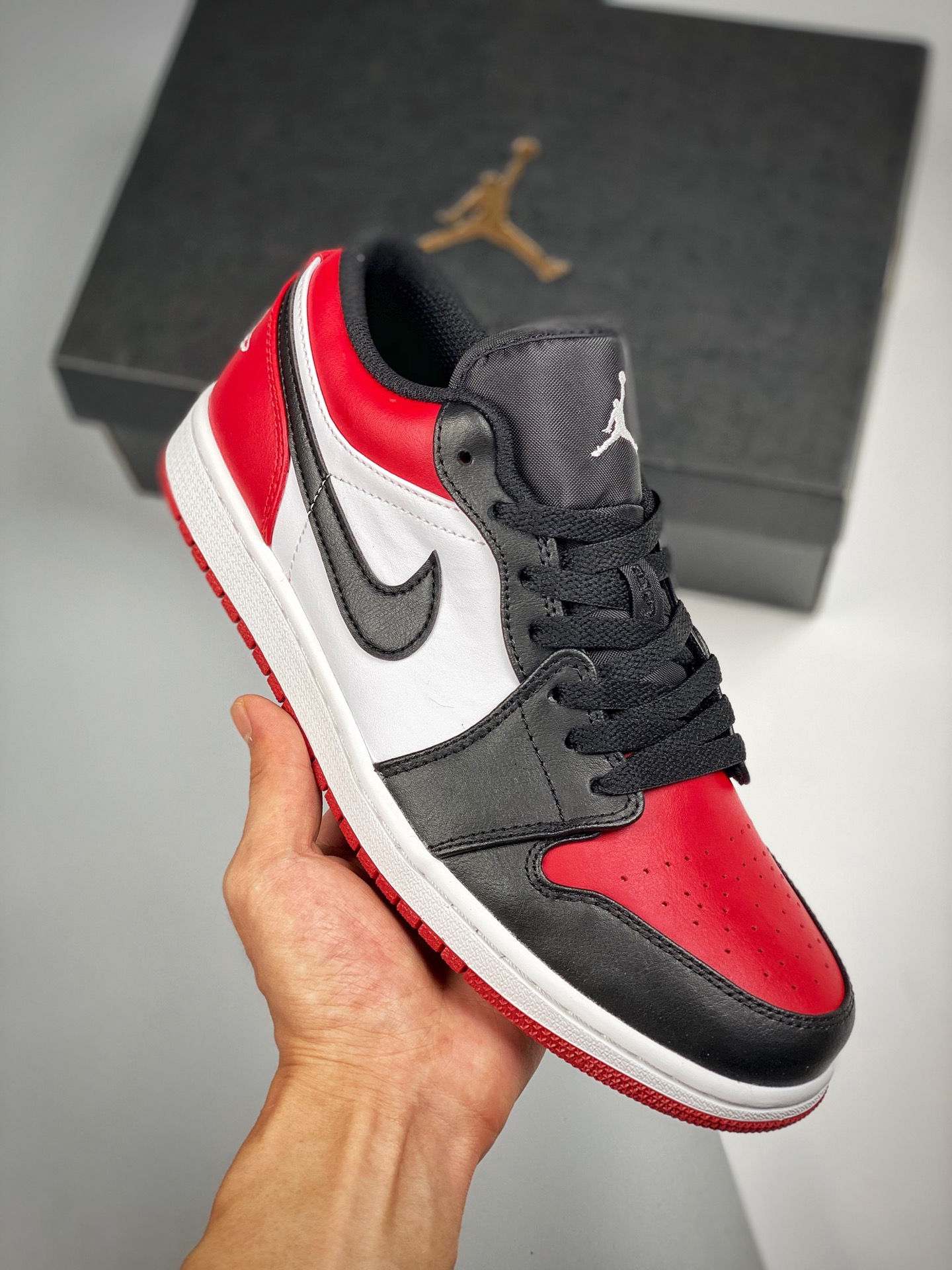 Versión de Verificación Air Jordan 1 Low Negro y Rojo Punta, el Mejor Low en Venta, Calidad de Techo! Única Versión Cor…