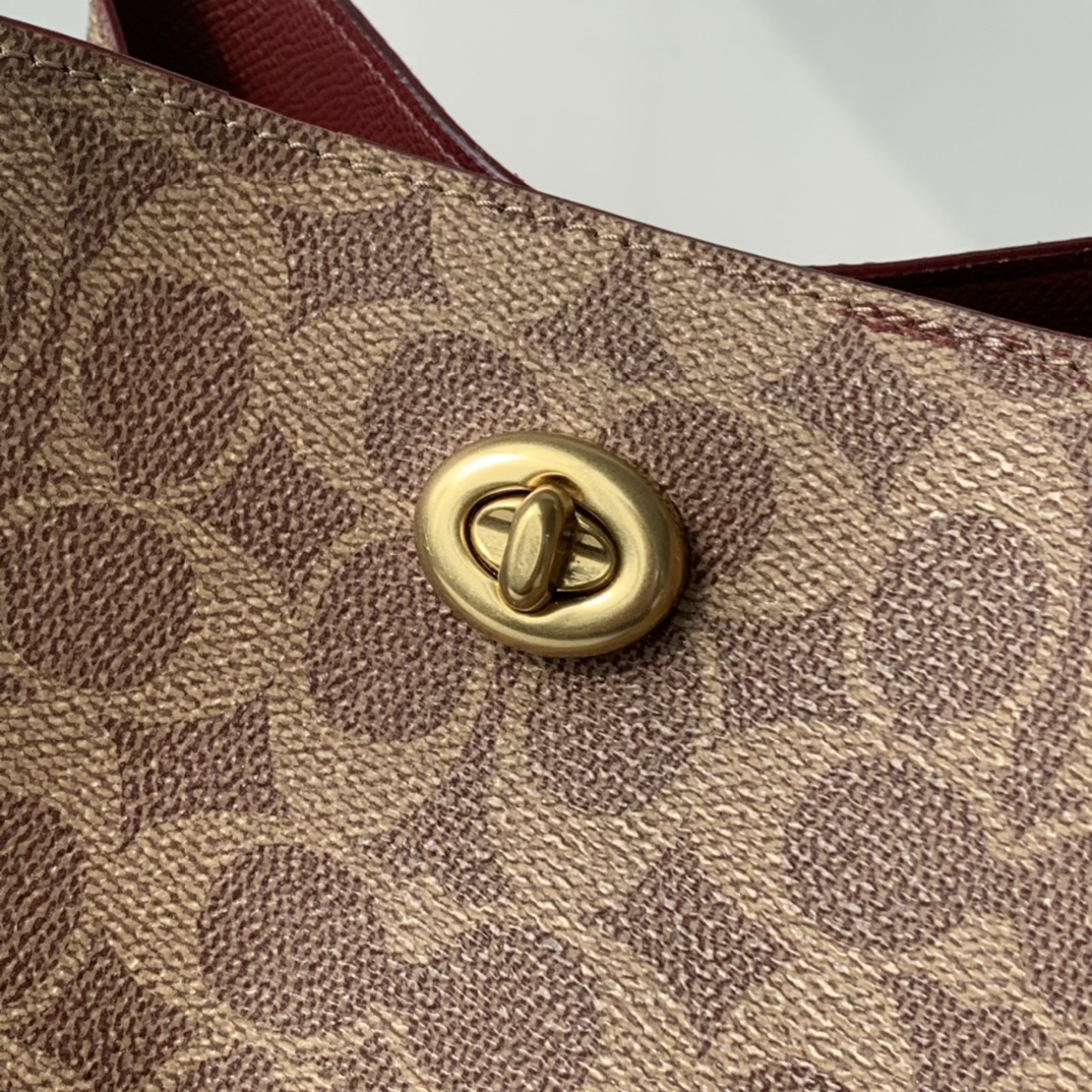 Coach ～纯原 coach蔻驰C3890 标志帆布WILLOW水桶包，印花老花单肩斜挎包