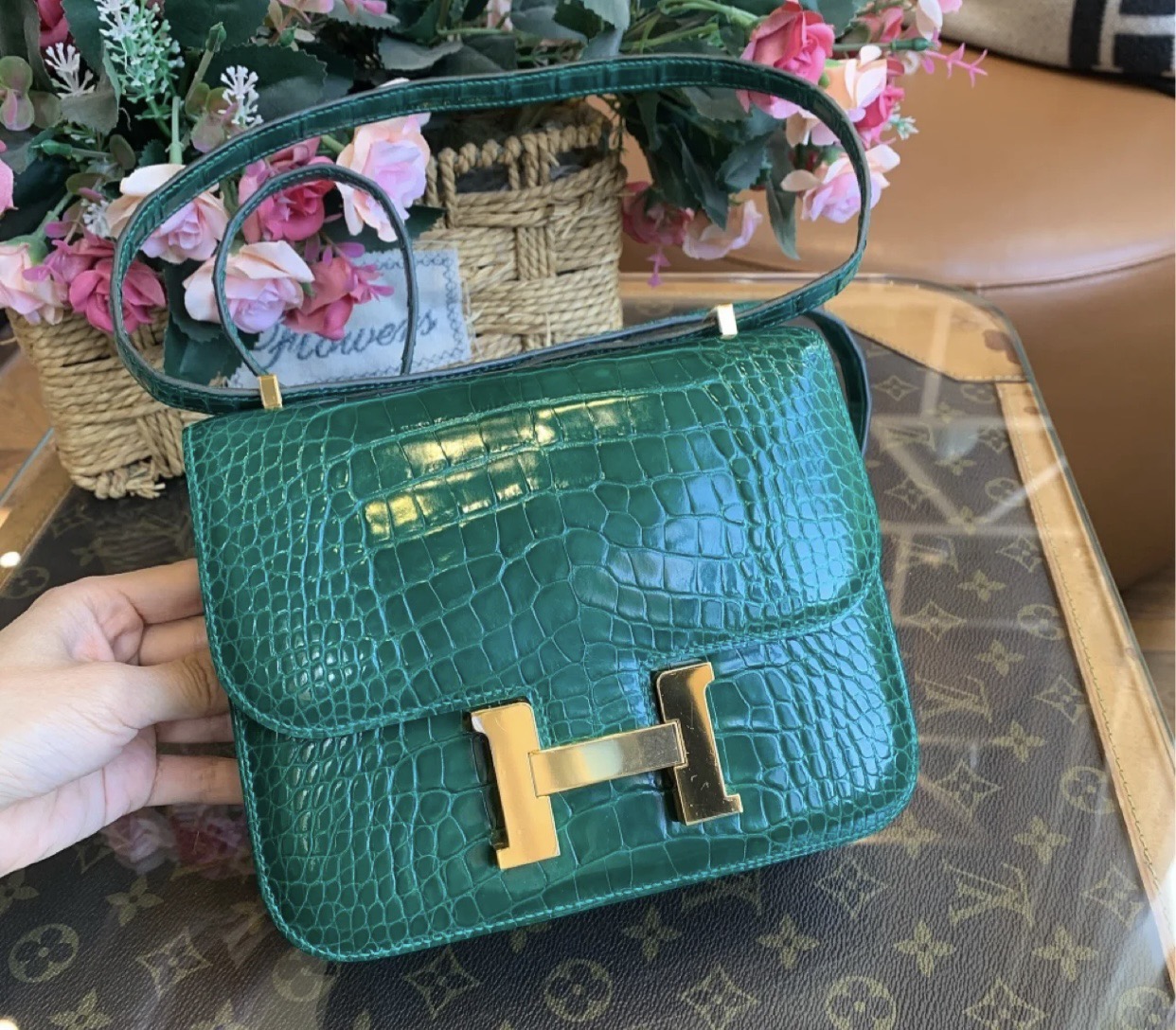 Hermes Constance Borse Crossbody & Borse a Tracolla Verde Hardware oro