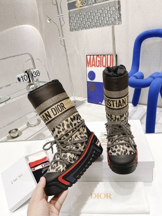 Dior Snow Boots Printing Nylon Rubber Fall/Winter Collection Oblique