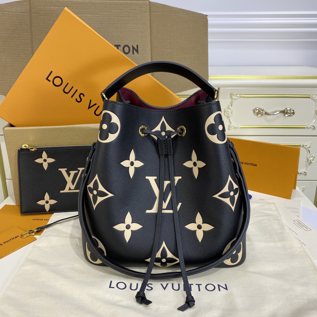 Louis Vuitton LV NeoNoe Bucket Bags Black Khaki M45497