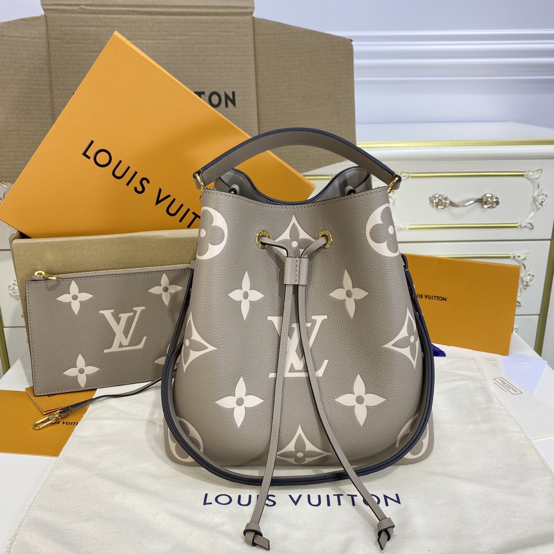 Louis Vuitton LV NeoNoe Bucket Bags Black Khaki M45497