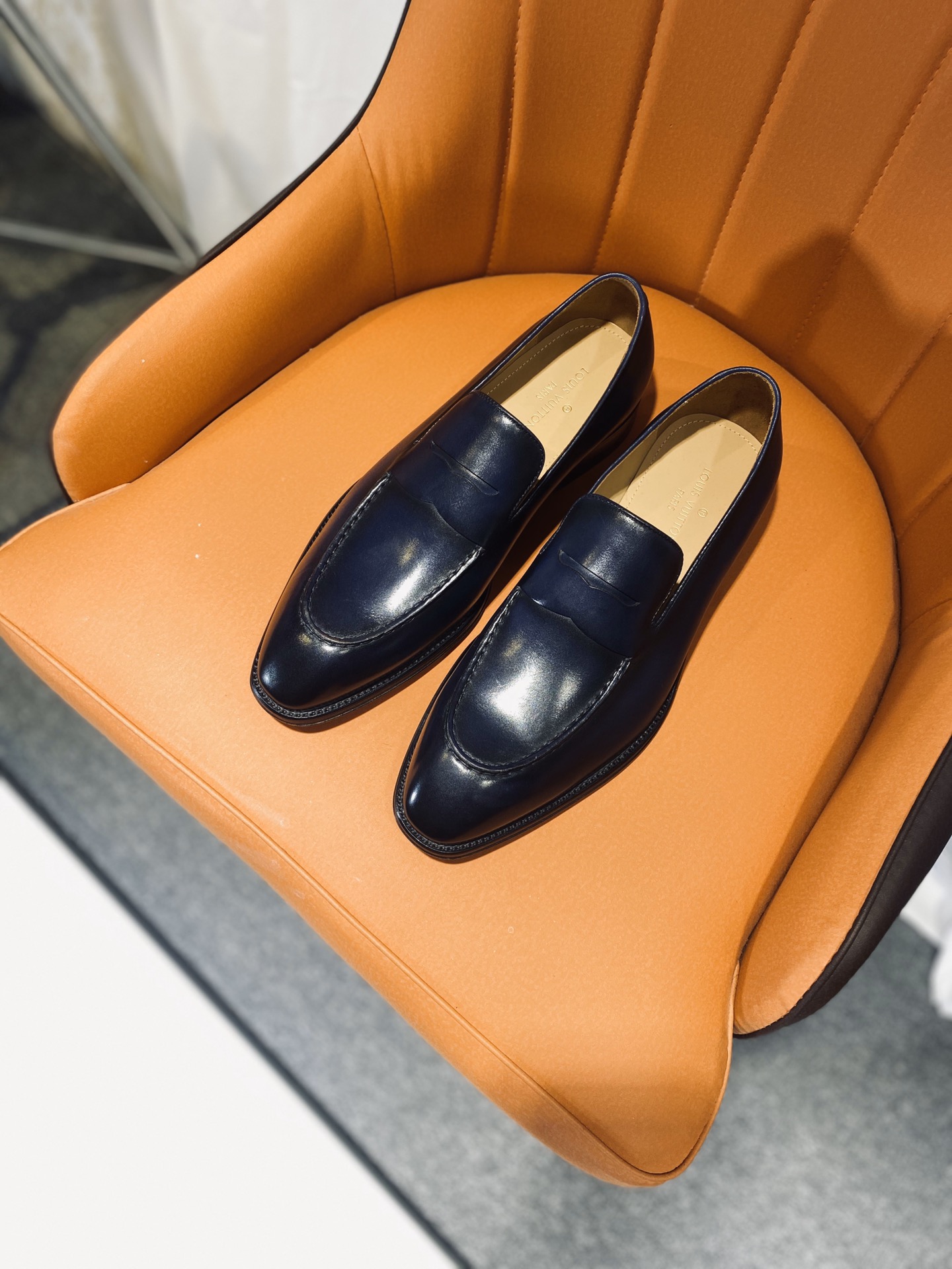 Louis Vuitton Shoes Plain Toe Apricot Color Men Calfskin Cowhide Genuine Leather Rubber