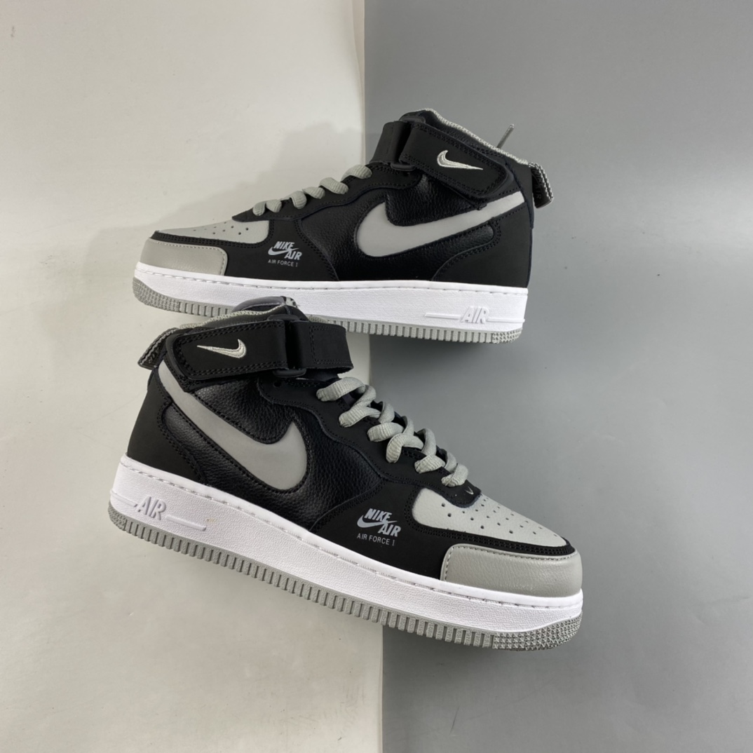 P240  NIKE Air Force 1 Lv8“Shadow Grey” 空军一号“影子灰”侧面Logo3M反光中帮板鞋 BQ6819-008