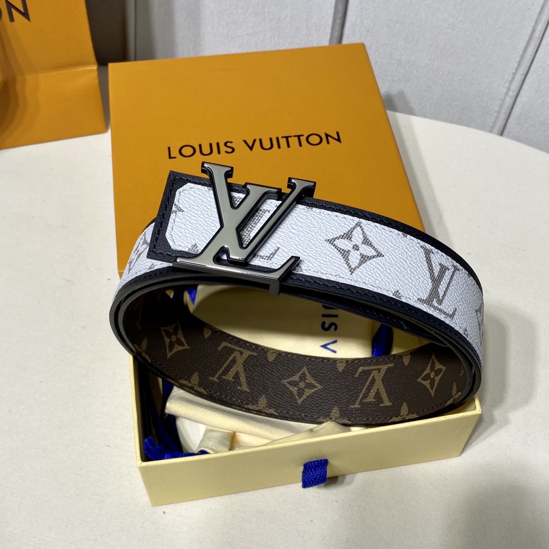 Louis Vuitton Belts Black White Splicing Men Canvas