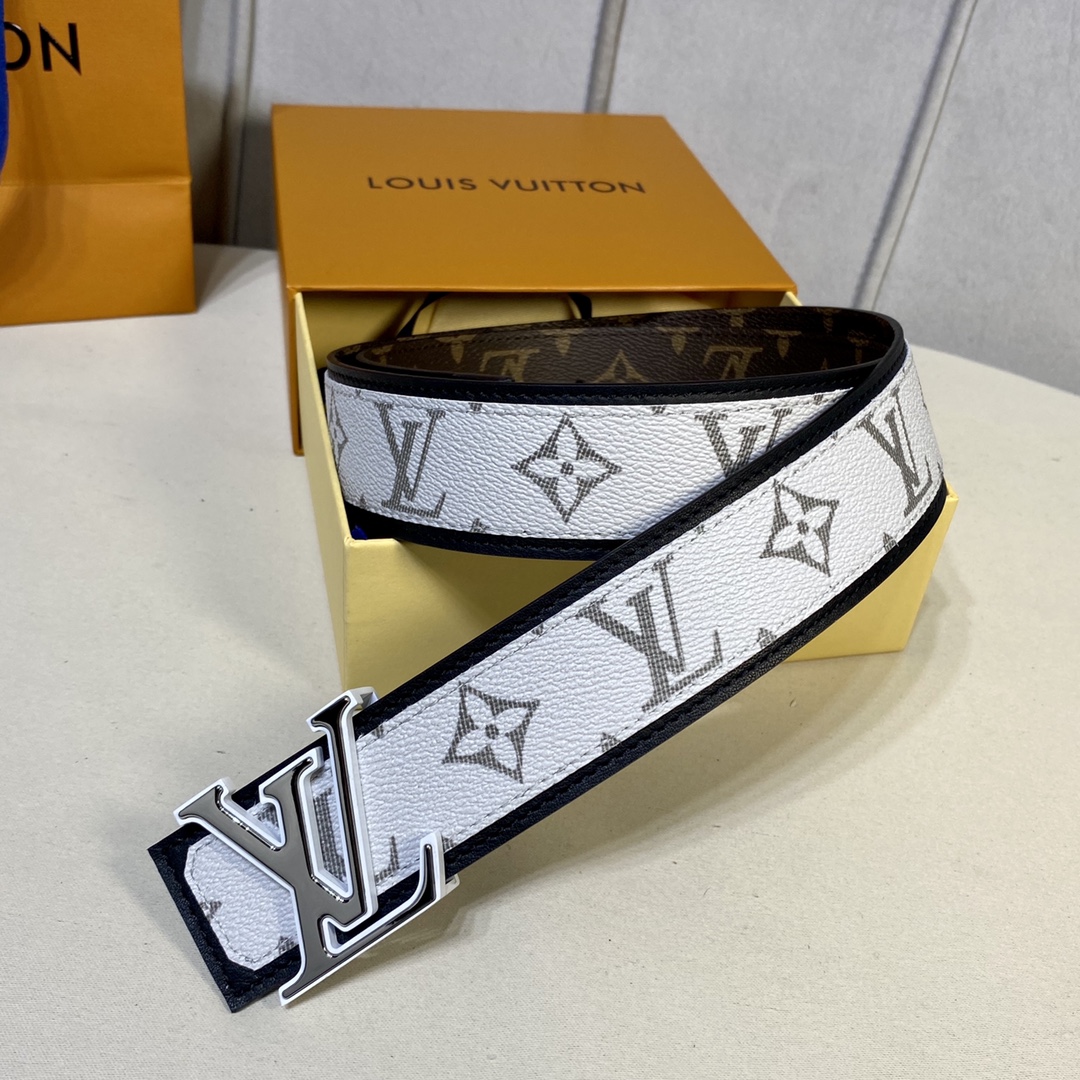 Louis Vuitton Belts Black White Splicing Men Canvas