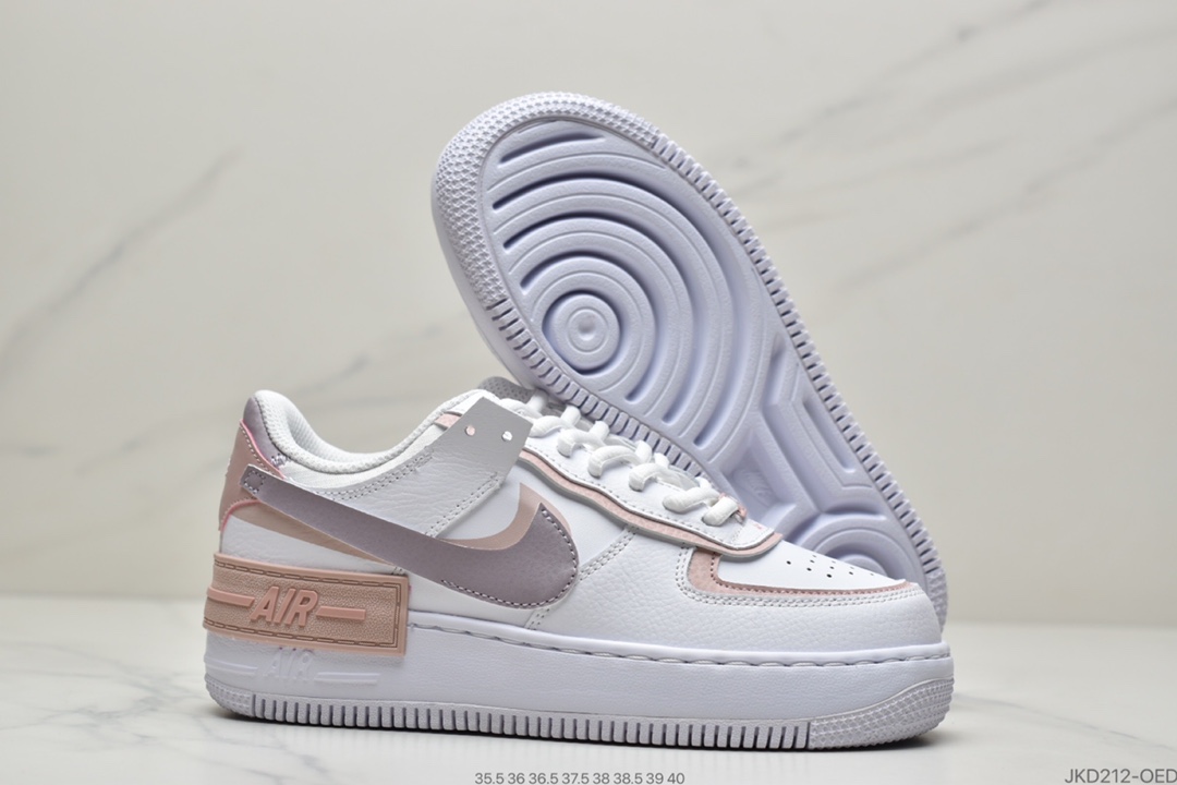 160 耐克Nike WMNS Air Force 1 Shadow 马卡龙空军一号轻量增高低帮百搭板鞋CI0919-111