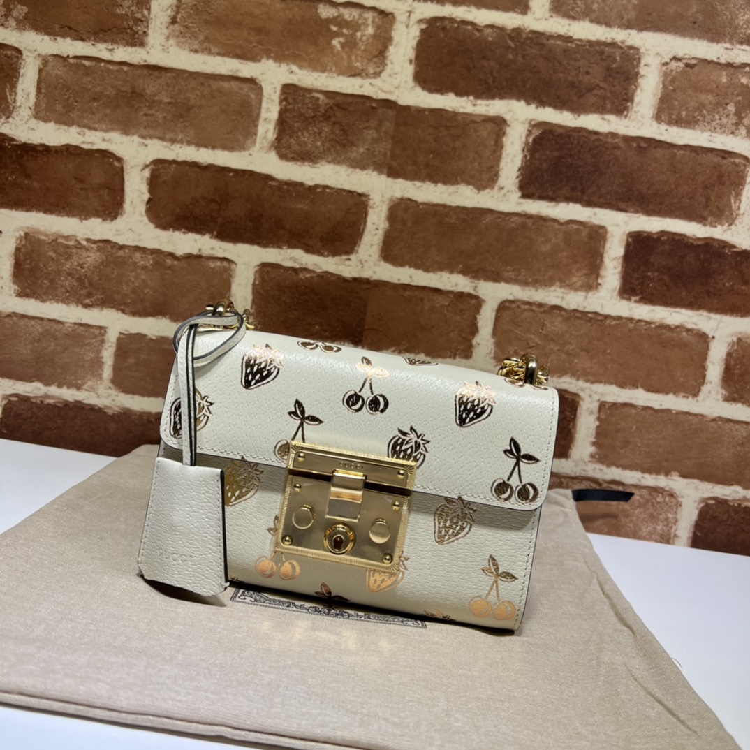 GUCCI古驰Padlock系列浆果印花小号肩背包409487