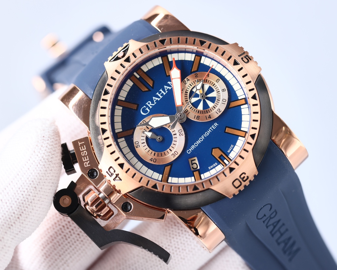 Innovative GRAHAM Greenham Chronofighter Wristwatch: Time Schedule with Sharp Design - 图片 6