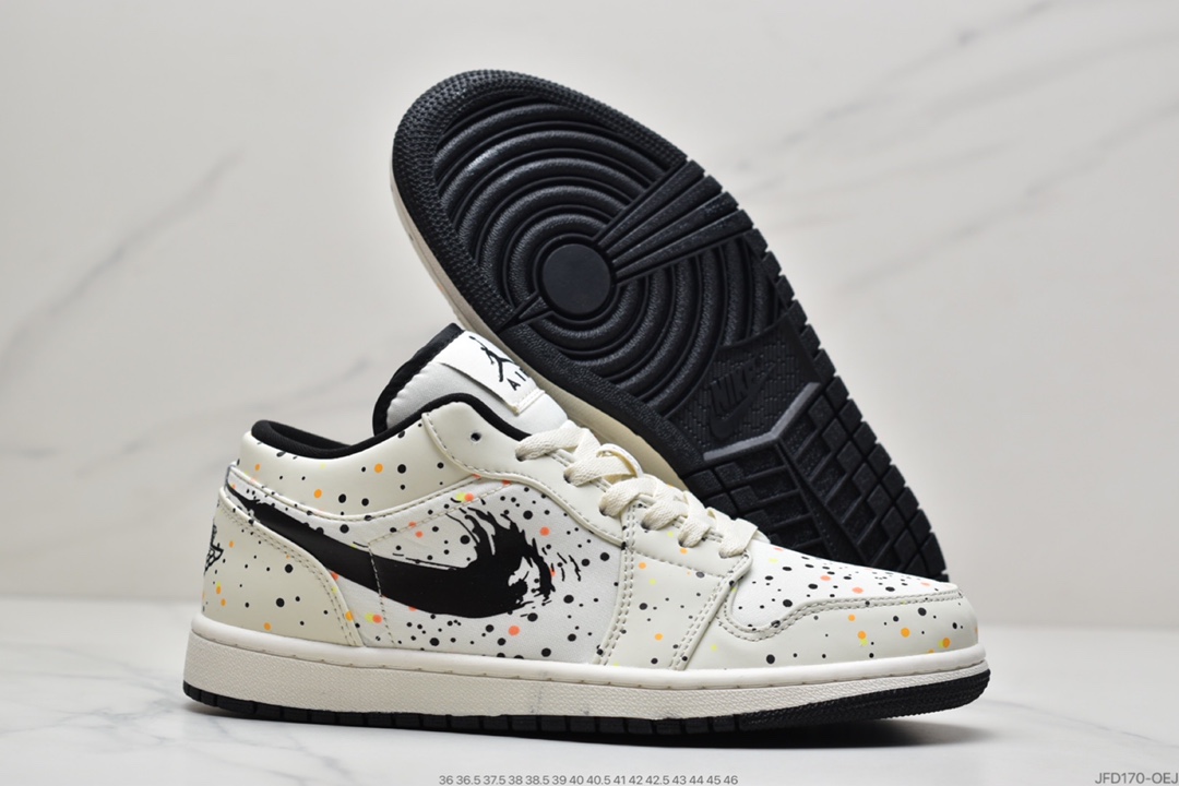 170 Air Jordan 1 Low 米白黑 泼墨无原鞋不开发DM3528-100