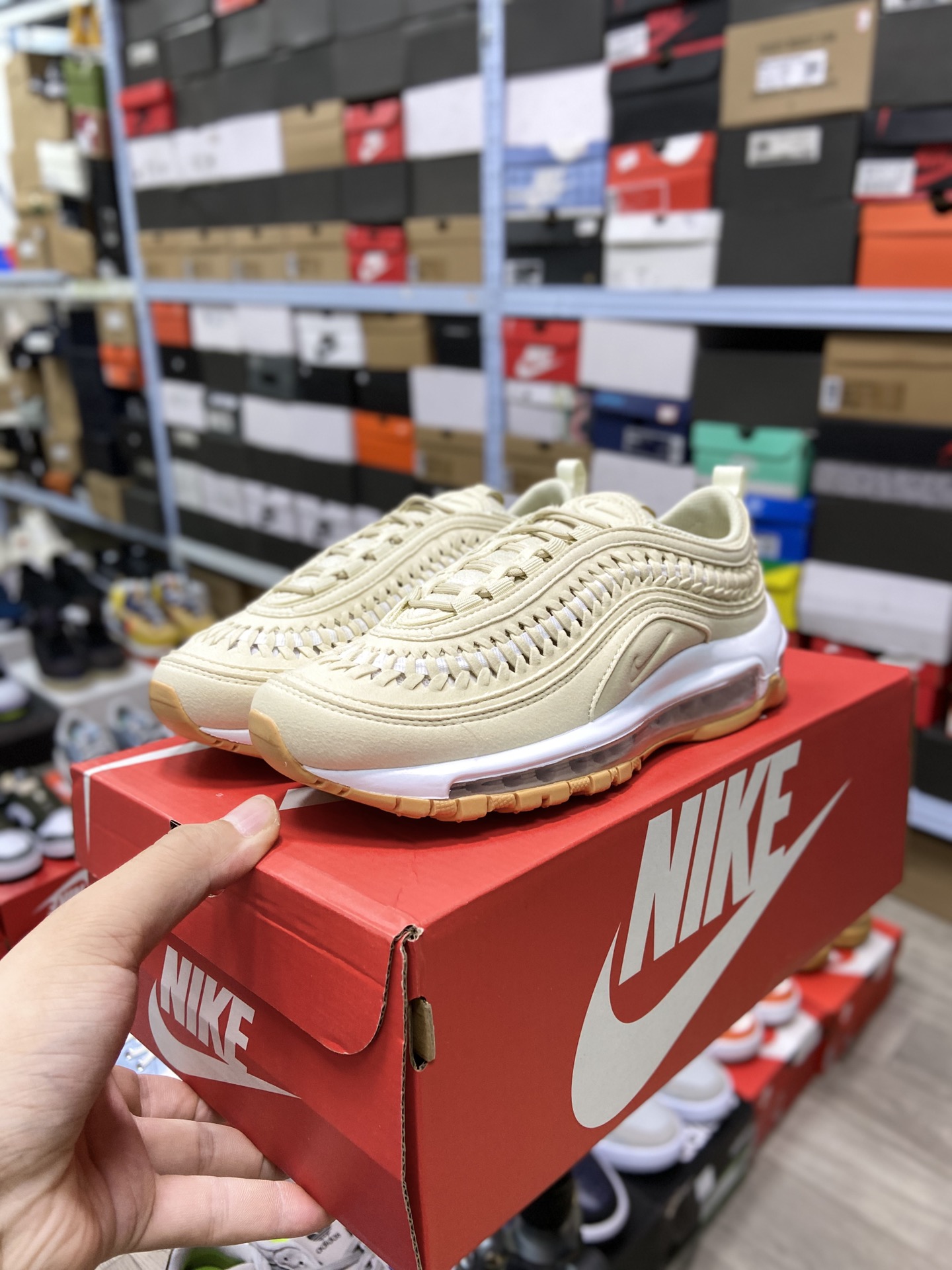 220 耐克Nike Air Max 97 LX“Woven”奶油白 女子半掌气垫休闲运动鞋鞋DC4144-200
