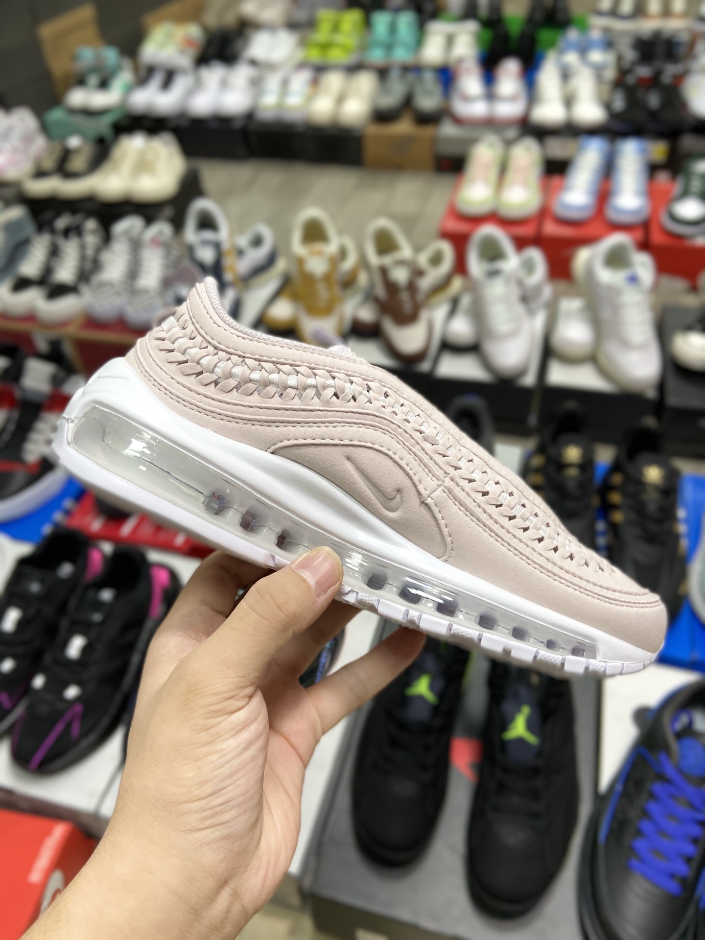 Nike Air Max 97 LX ”Woven” Cream White Women's Half Palm Air Cushion Casual Sneakers DC4144-500