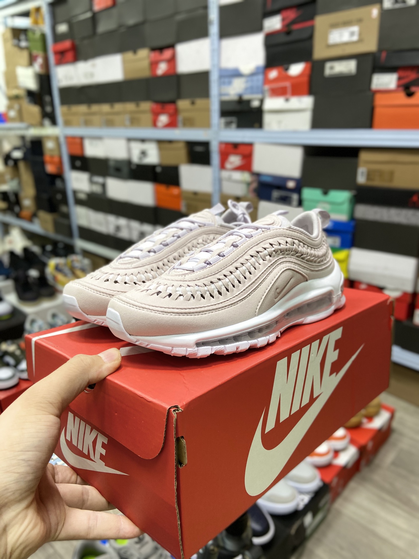 Nike Air Max 97 LX ”Woven” Cream White Women's Half Palm Air Cushion Casual Sneakers DC4144-500