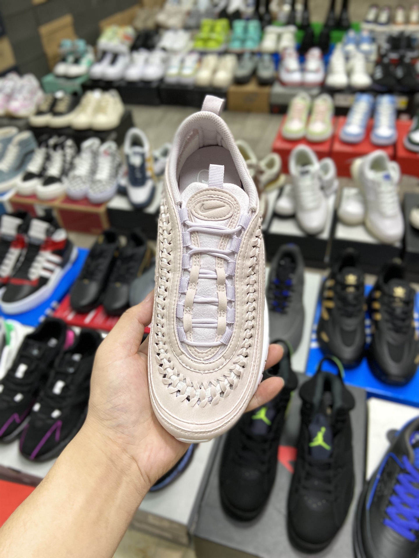 Nike Air Max 97 LX ”Woven” Cream White Women's Half Palm Air Cushion Casual Sneakers DC4144-500