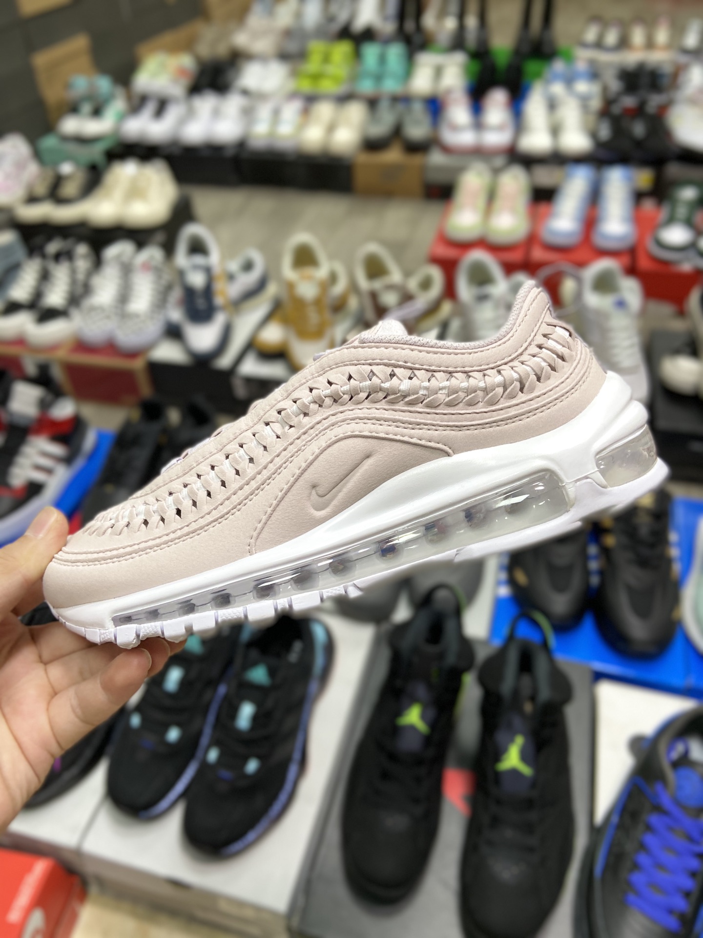 Nike Air Max 97 LX ”Woven” Cream White Women's Half Palm Air Cushion Casual Sneakers DC4144-500