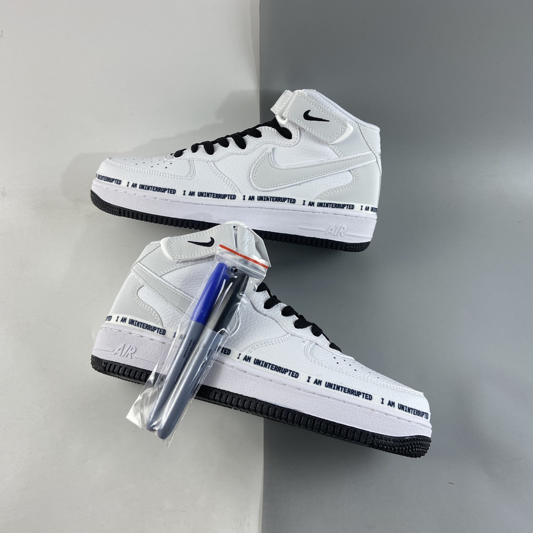 P260  NIKE Air Force 1’07 Mid x Uniterrupted 涂鸦詹姆斯联名同款3M反光中帮休闲运动板鞋 BC2306-460