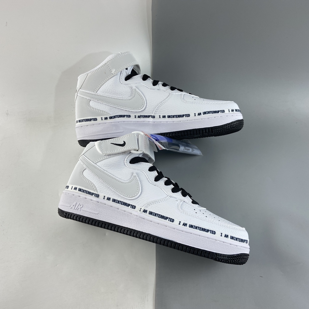 P260  NIKE Air Force 1’07 Mid x Uniterrupted 涂鸦詹姆斯联名同款3M反光中帮休闲运动板鞋 BC2306-460