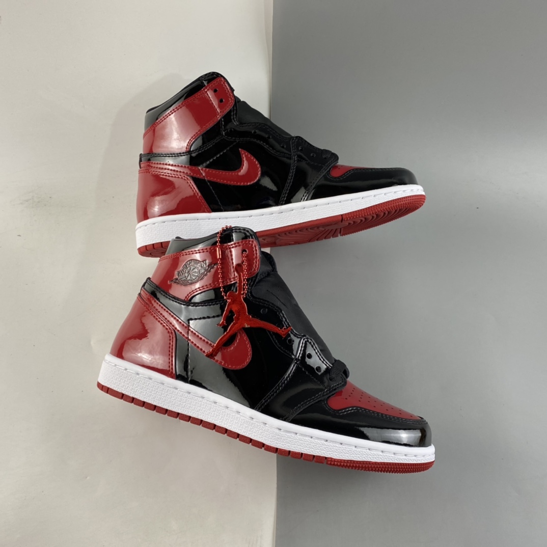 P400  Air Jordan 1 High OG ”Bred Patent” AJ1 乔1漆皮黑红575441-063