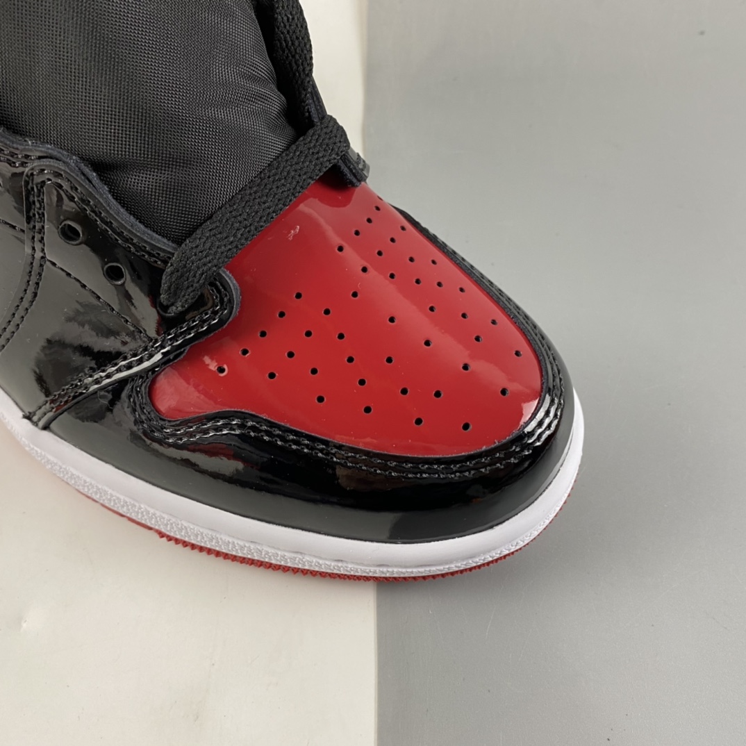 P400  Air Jordan 1 High OG ”Bred Patent” AJ1 乔1漆皮黑红575441-063