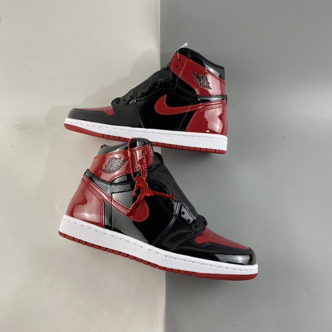 P400  Air Jordan 1 High OG ”Bred Patent” AJ1 乔1漆皮黑红575441-063