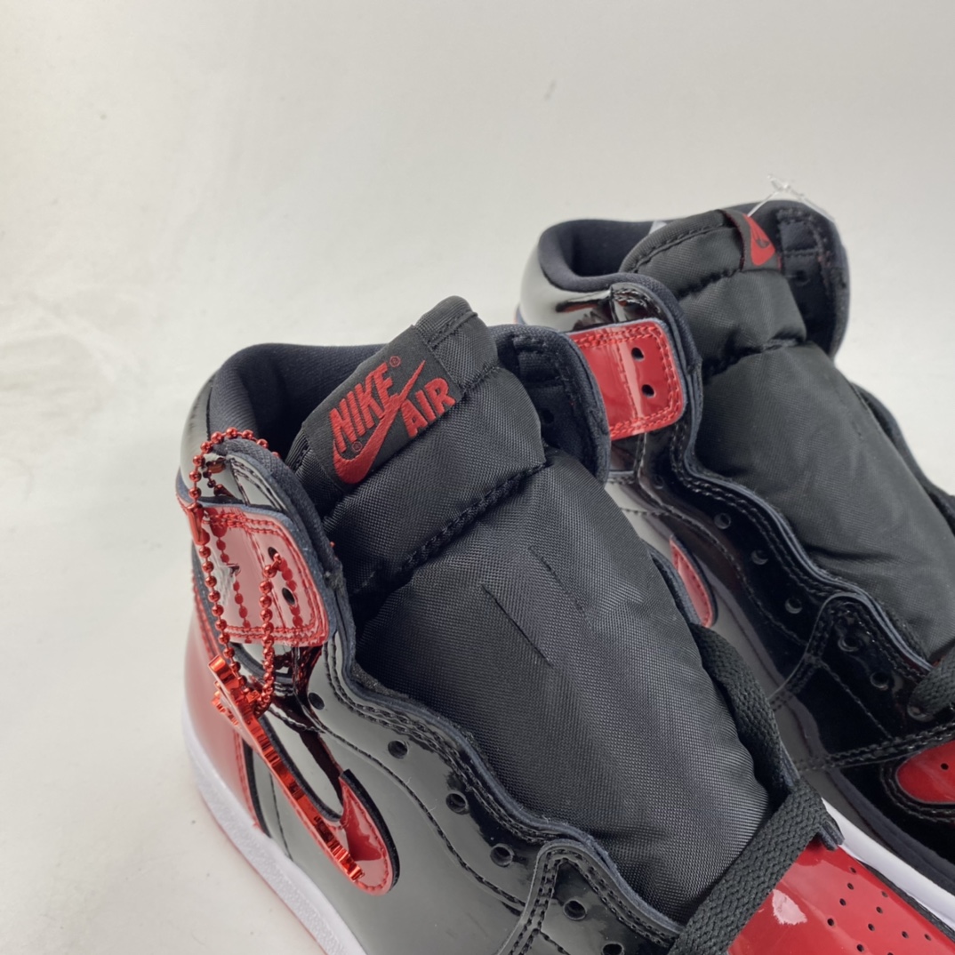 P400  Air Jordan 1 High OG ”Bred Patent” AJ1 乔1漆皮黑红575441-063