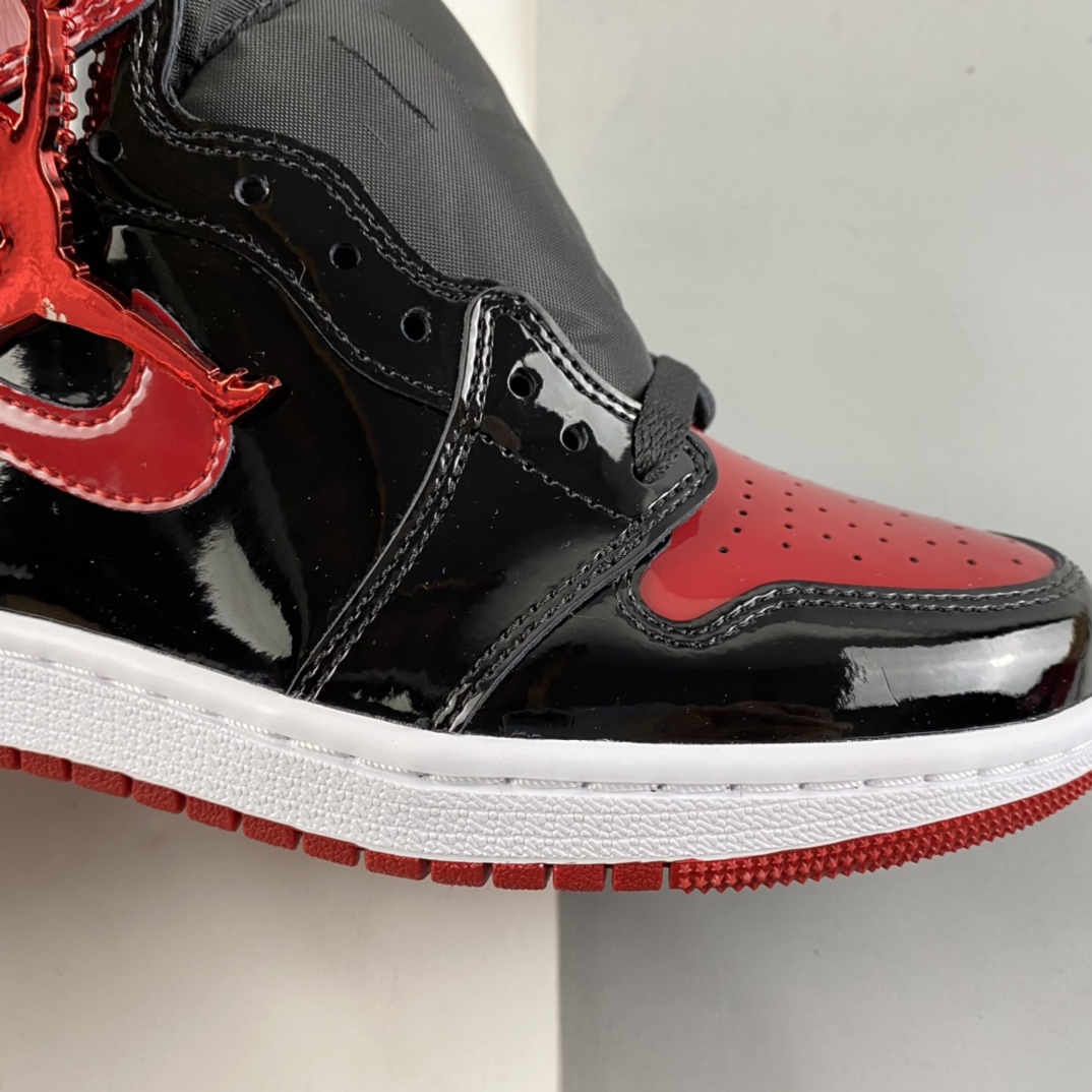 P400  Air Jordan 1 High OG ”Bred Patent” AJ1 乔1漆皮黑红575441-063