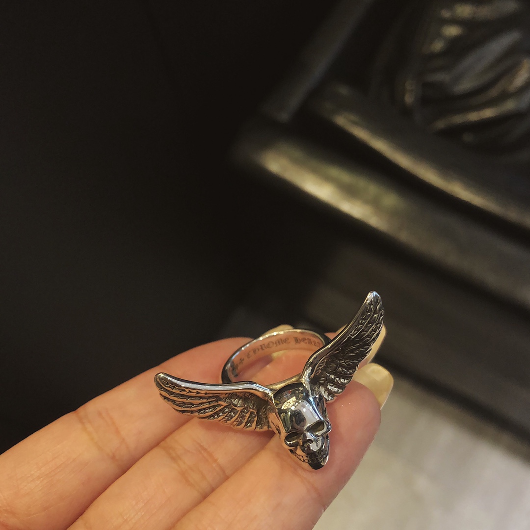 Chrome Hearts 𝐜𝐡𝐫𝐨𝐦𝐞 𝐡𝐞𝐚𝐭𝐬 克罗心天使骷髅戒指