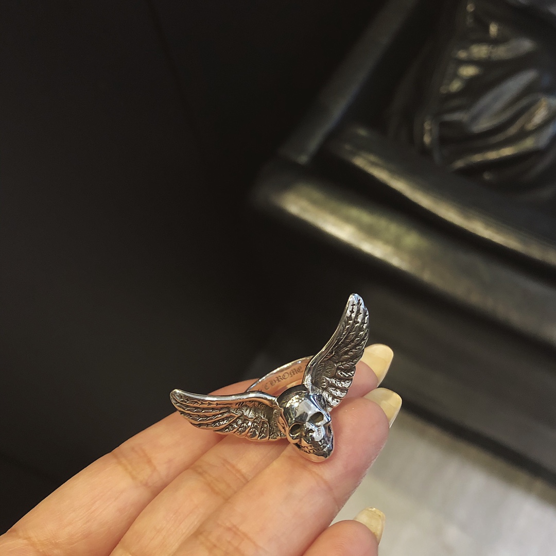 Chrome Hearts 𝐜𝐡𝐫𝐨𝐦𝐞 𝐡𝐞𝐚𝐭𝐬 克罗心天使骷髅戒指
