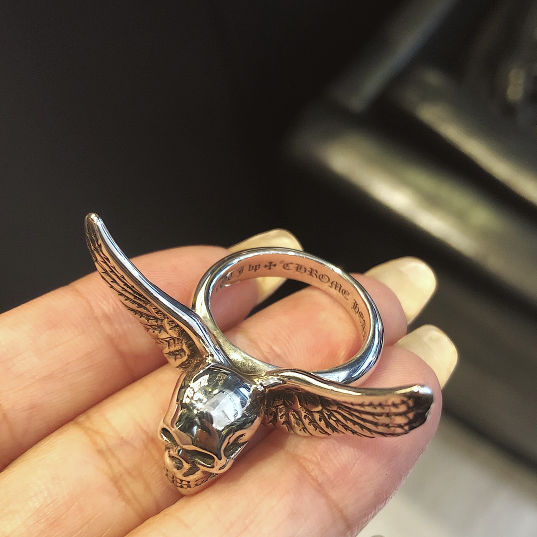 Chrome Hearts 𝐜𝐡𝐫𝐨𝐦𝐞 𝐡𝐞𝐚𝐭𝐬 克罗心天使骷髅戒指