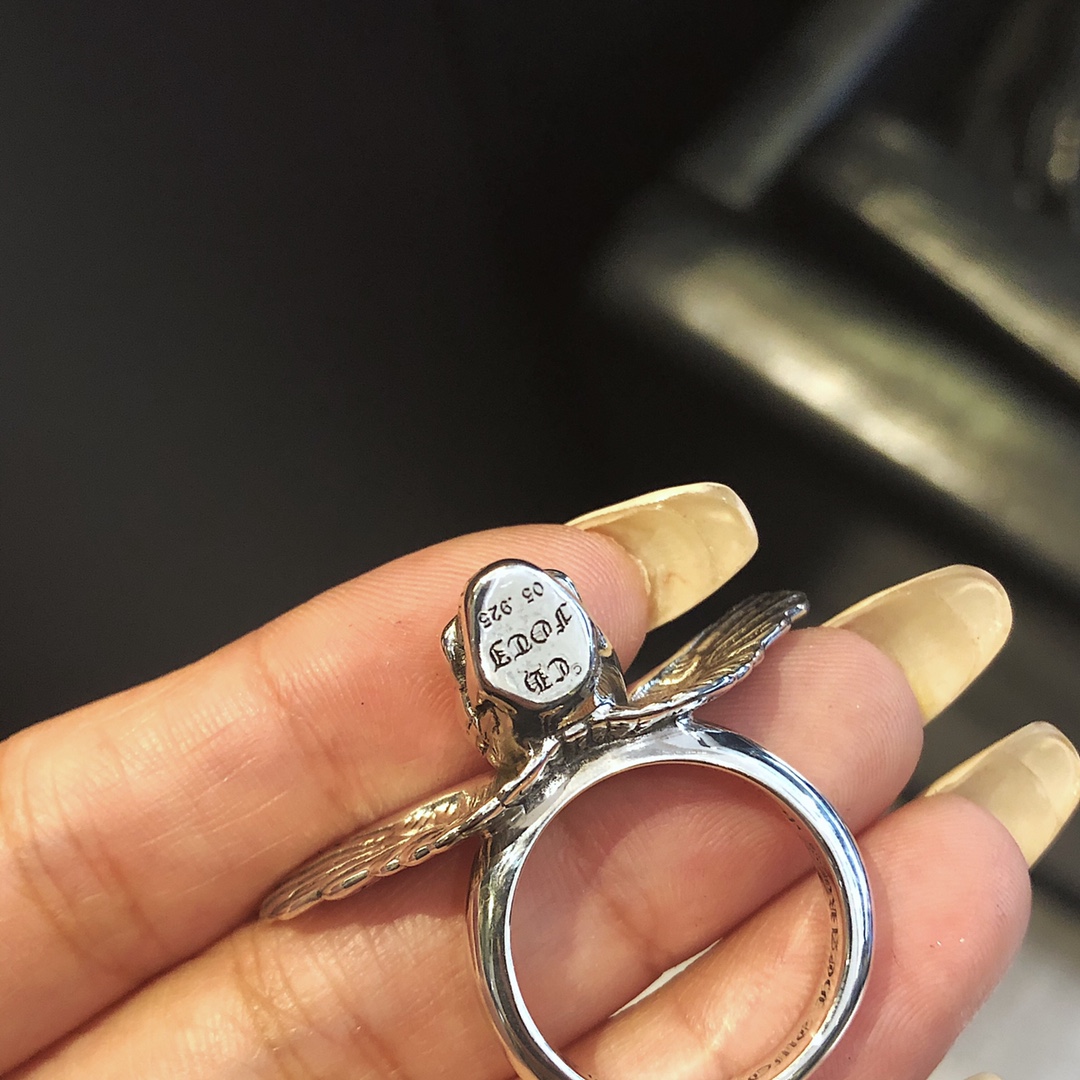 Chrome Hearts 𝐜𝐡𝐫𝐨𝐦𝐞 𝐡𝐞𝐚𝐭𝐬 克罗心天使骷髅戒指