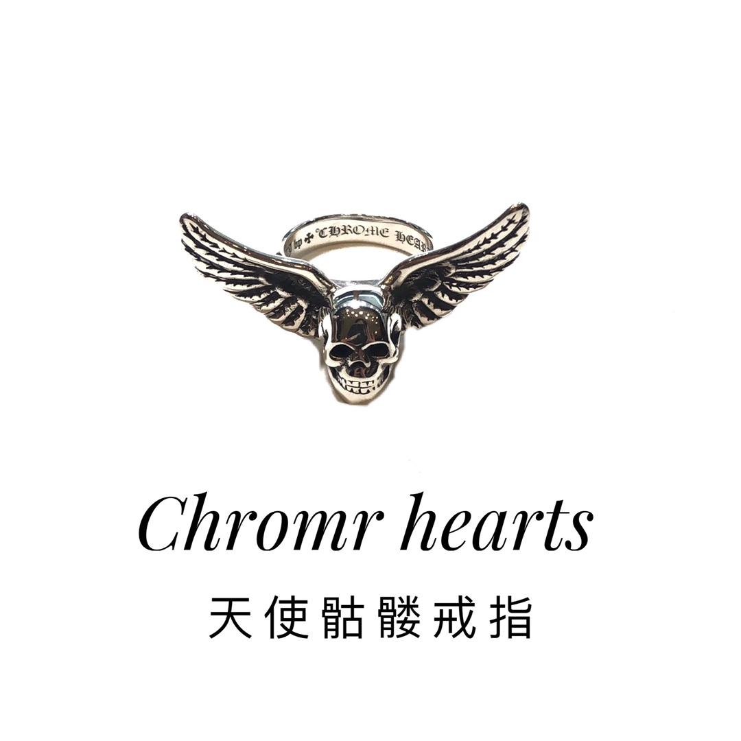 Chrome Hearts 𝐜𝐡𝐫𝐨𝐦𝐞 𝐡𝐞𝐚𝐭𝐬 克罗心天使骷髅戒指