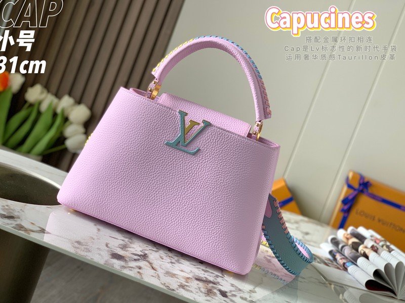 Louis Vuitton LV Capucines Bags Handbags Light Pink Purple Weave Calfskin Cowhide M57672