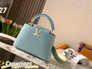 Replica Sale online Louis Vuitton LV Capucines Bags Handbags Blue Light Weave Taurillon M57941