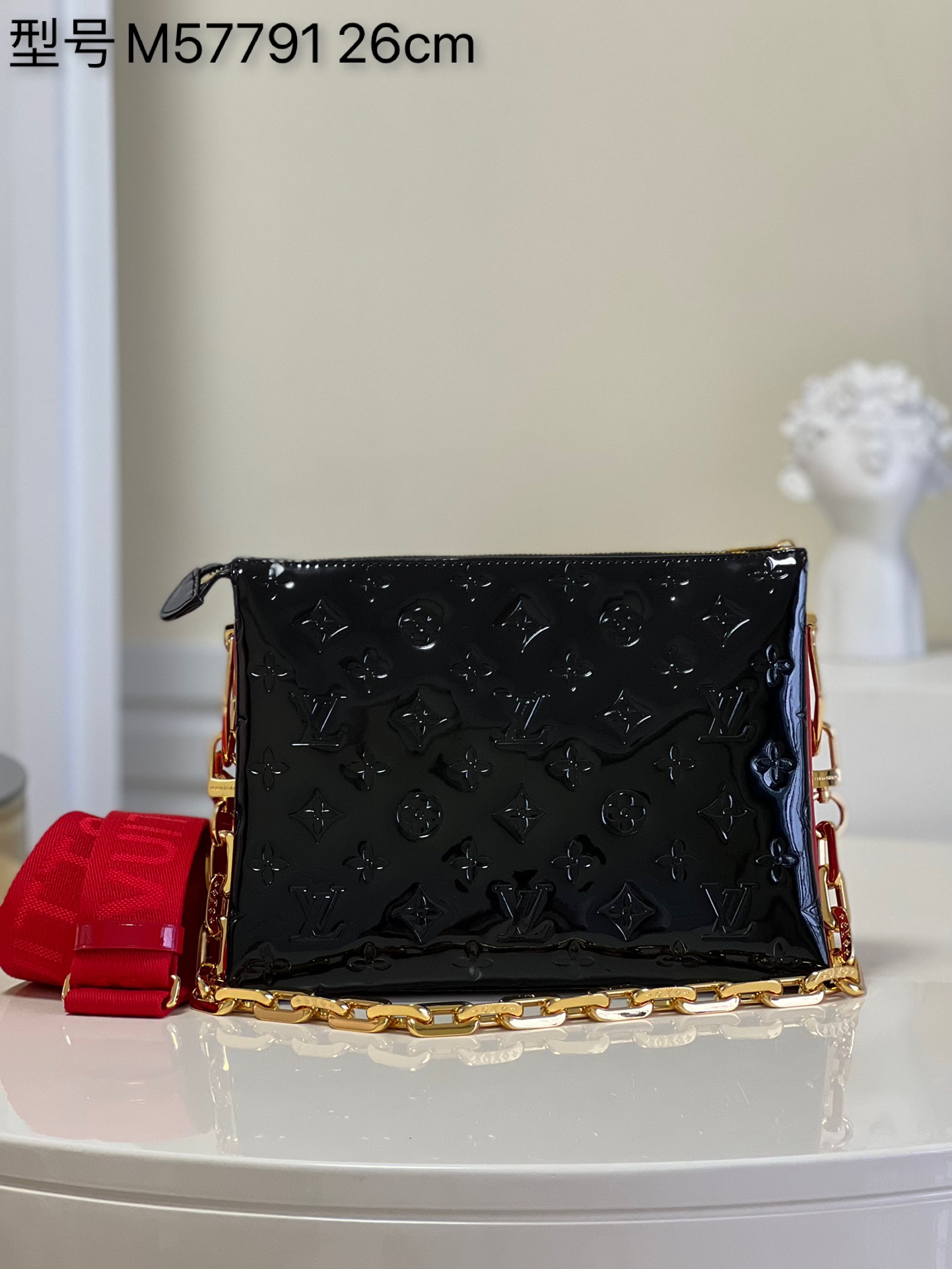 2023 Luxury Replicas
 Louis Vuitton Bags Handbags Black Patent Leather Sheepskin Spring/Summer Collection Baguette M57791