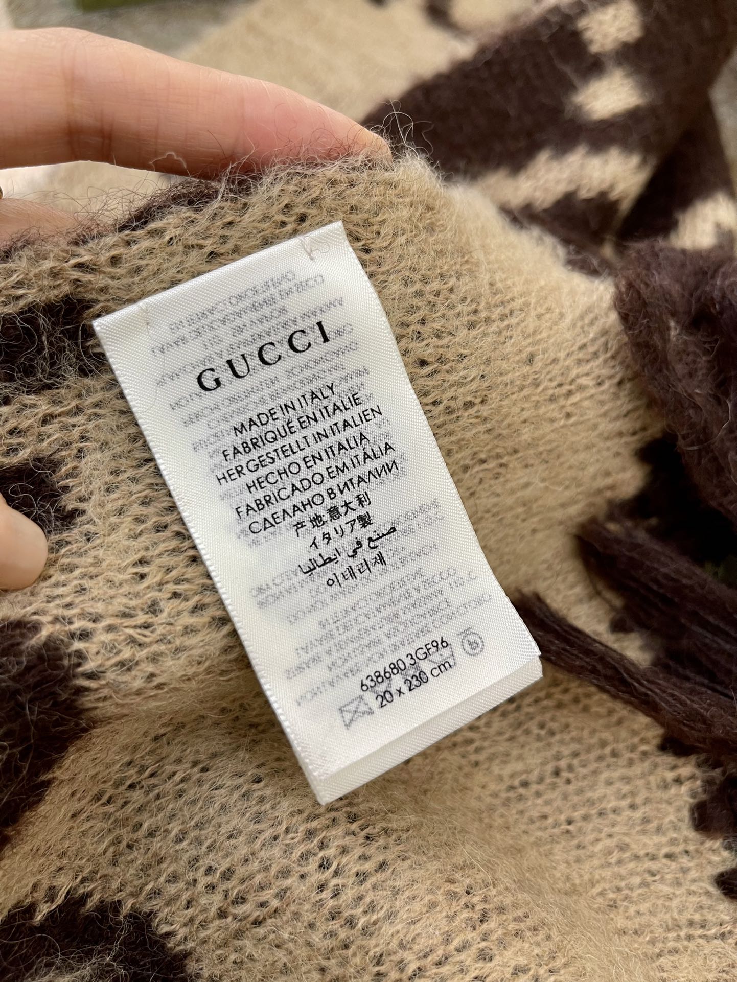 （套装）GUCCI古驰马海毛羊毛长巾638680