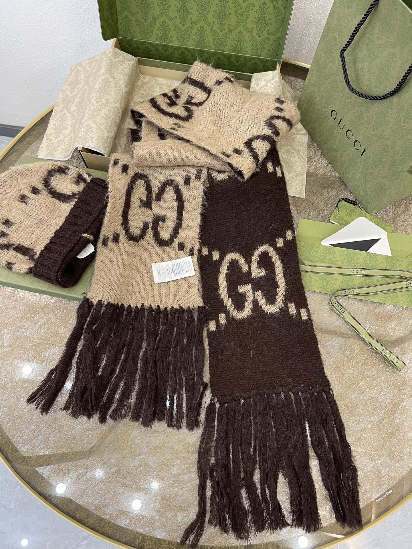 （套装）GUCCI古驰马海毛羊毛长巾638680