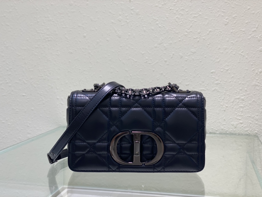 Dior Caro Bags Handbags Black Embroidery Cowhide Chains