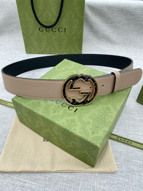Gucci Marmont Reversible Leather Belt with Double G Buckle, 3.8cm Width